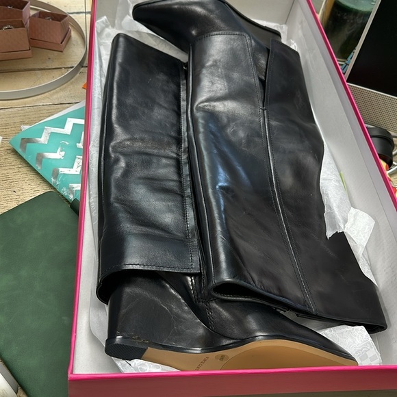 VINCE CAMUTO COW DERBY BLACK KNEE HIGH BOOTS SIZE 6.5 M with wide calf - Picture 10 of 10